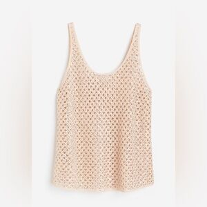 H&M Sequined Hole-Knit Tank Top Light Beige